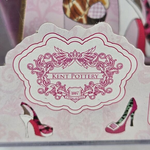 Set of Coffee Mug, Coaster & Tray Pink with High Heel Graphics Pattern NWT - Picture 5 of 6